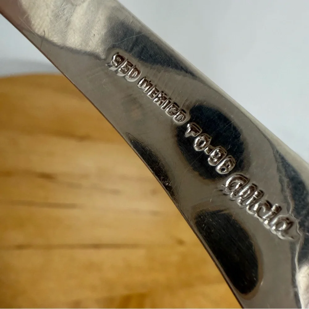 Vintage TAXCO 950 Mexico TO-96 ALICIA Sterling Silver Modernist Cuff Necklace - Picture 11 of 16